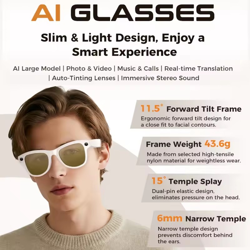 Nuevo 800W 4k HD Cámara gafas  - Smart Glasses Lens reseña y precio
