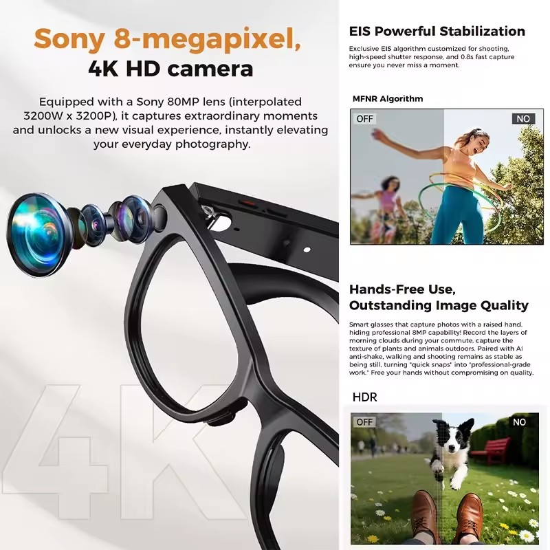 Nuevo 800W 4k HD Cámara gafas  - Smart Glasses Lens reseña y precio